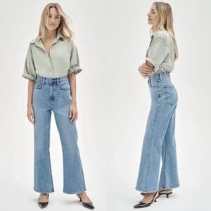 Aritzia Denim Forum Twiggy High Rise Flare 28L size 24 mid wash